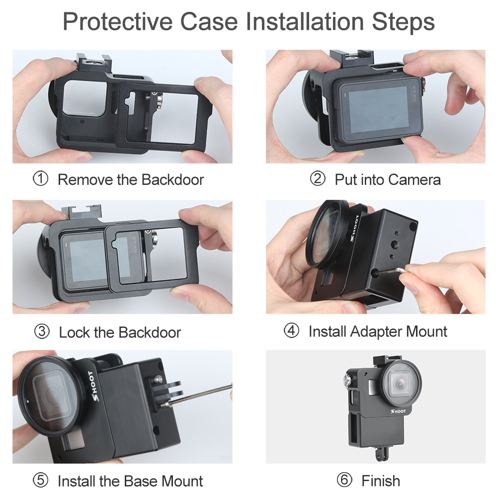 Vlog case for Gopro Hero 7 6 5 Black with Cold Shoe Mount